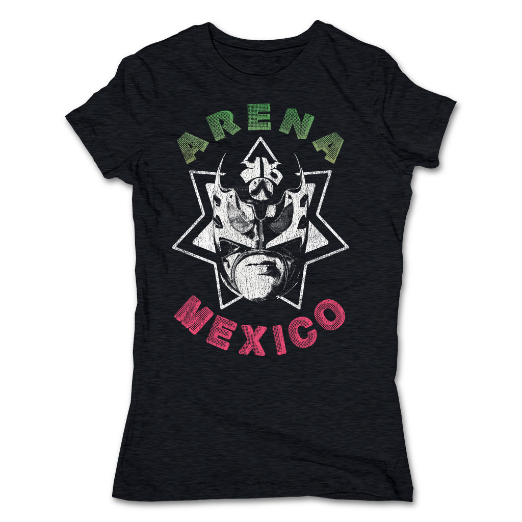 Lucha-Libre-Ultimo-Guerrero-Estrella-Black-Womens-T-Shirt