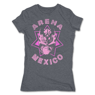 Lucha-Libre-Ultimo-Guerrero-Estrella-Grey-Womens-T-Shirt