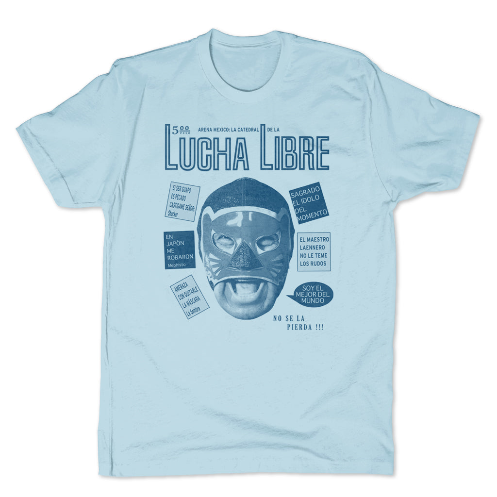Lucha-Libre-Blue-Panther-Cover-Blue-Mens-T-Shirt