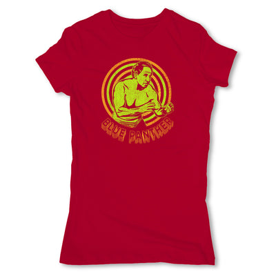 Lucha-Libre-Blue-Panther-Retro-Red-Womens-T-Shirt