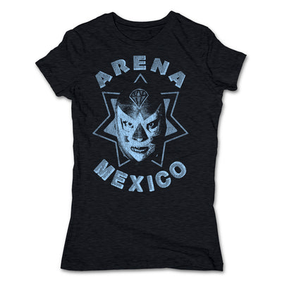 Lucha-Libre-Diamante-Azul-Estrella-Black-Womens-T-Shirt