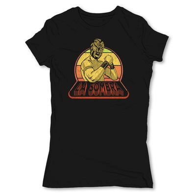 Lucha-Libre-La-Sombra-Retro-Black-Womens-T-Shirt