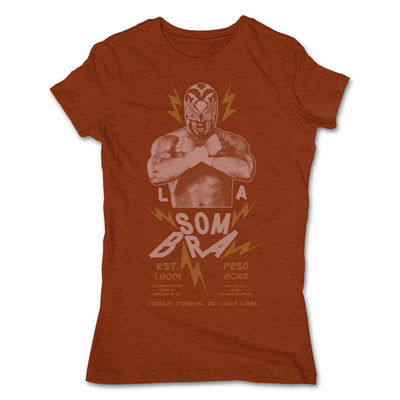 Lucha-Libre-La-Sombra-Urbana-Clay-Womens-T-Shirt
