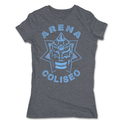 Lucha-Libre-Mephisto-Coliseo-Grey-Womens-T-Shirt
