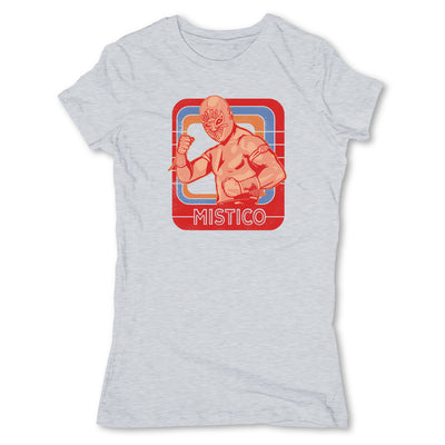 Lucha-Libre-Mistico-Retro-Grey-Womens-T-Shirt