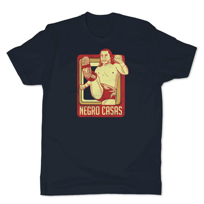 Lucha-Libre-Negro-Casas-Retro-Navy-Mens-T-Shirt